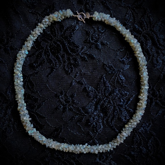 Vintage Labradorite Chip Sterling Silver necklace - Picture 1 of 12